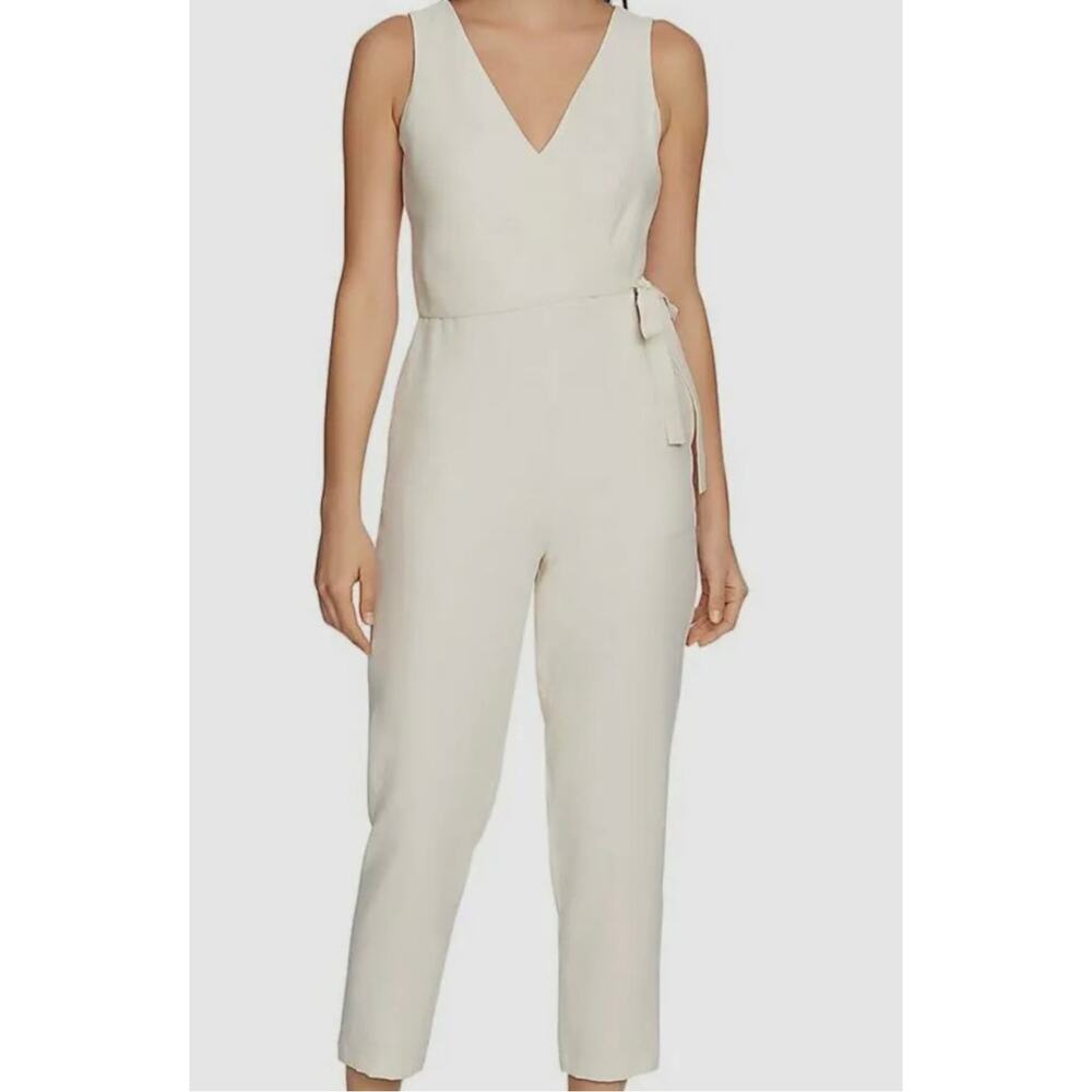 1. State Sleeveless V-neck Side Tie Jumpsuit in Cream